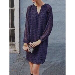 Cabi Harlequin Tunic Shift‎ Dress Purple Black Diamond Size Medium Preppy Casual
